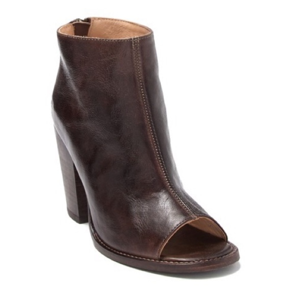 Brown Peep Toe Bed Stu Booties